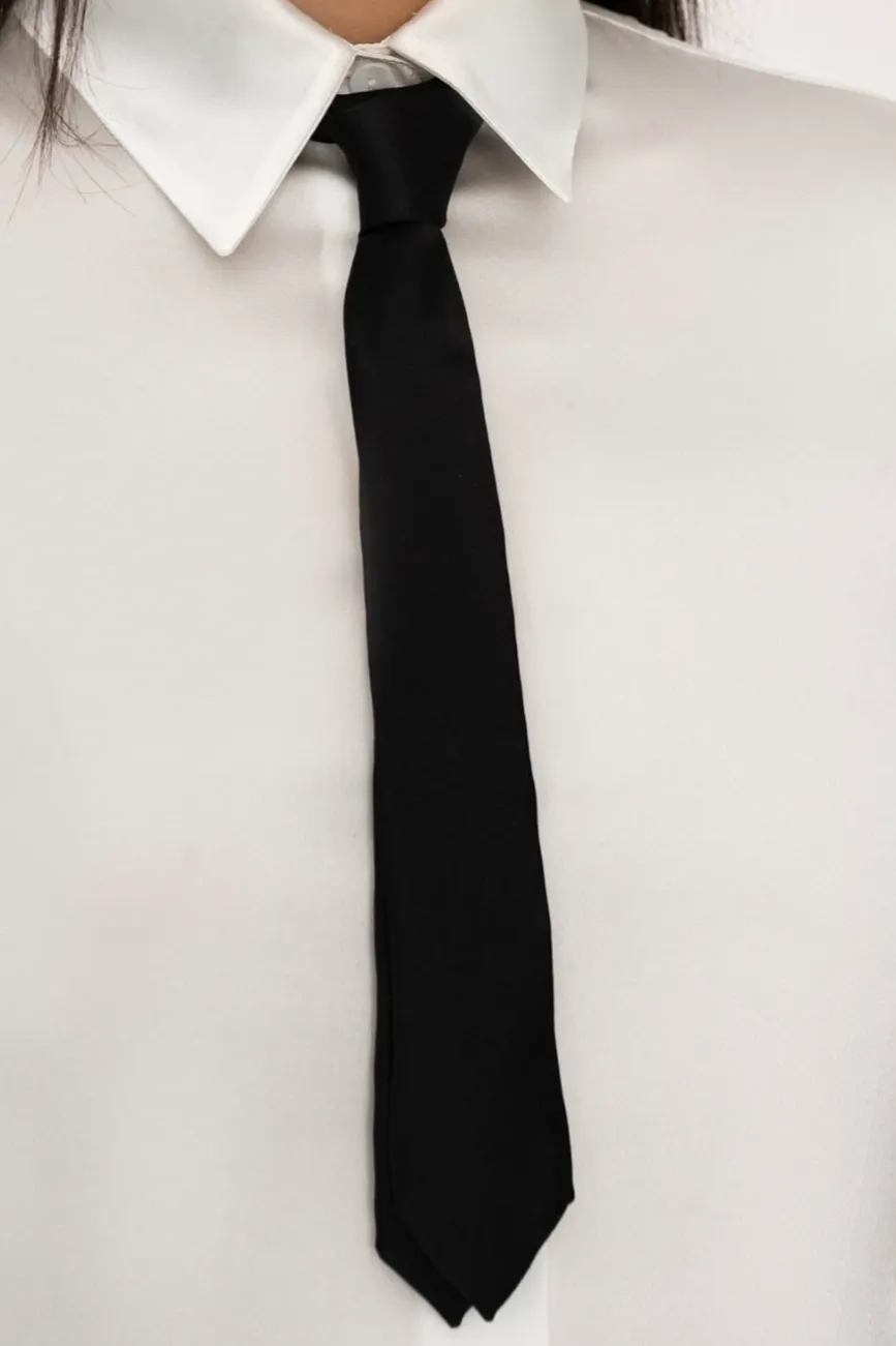 Wolf & Badger Silk Tie In Black, £85