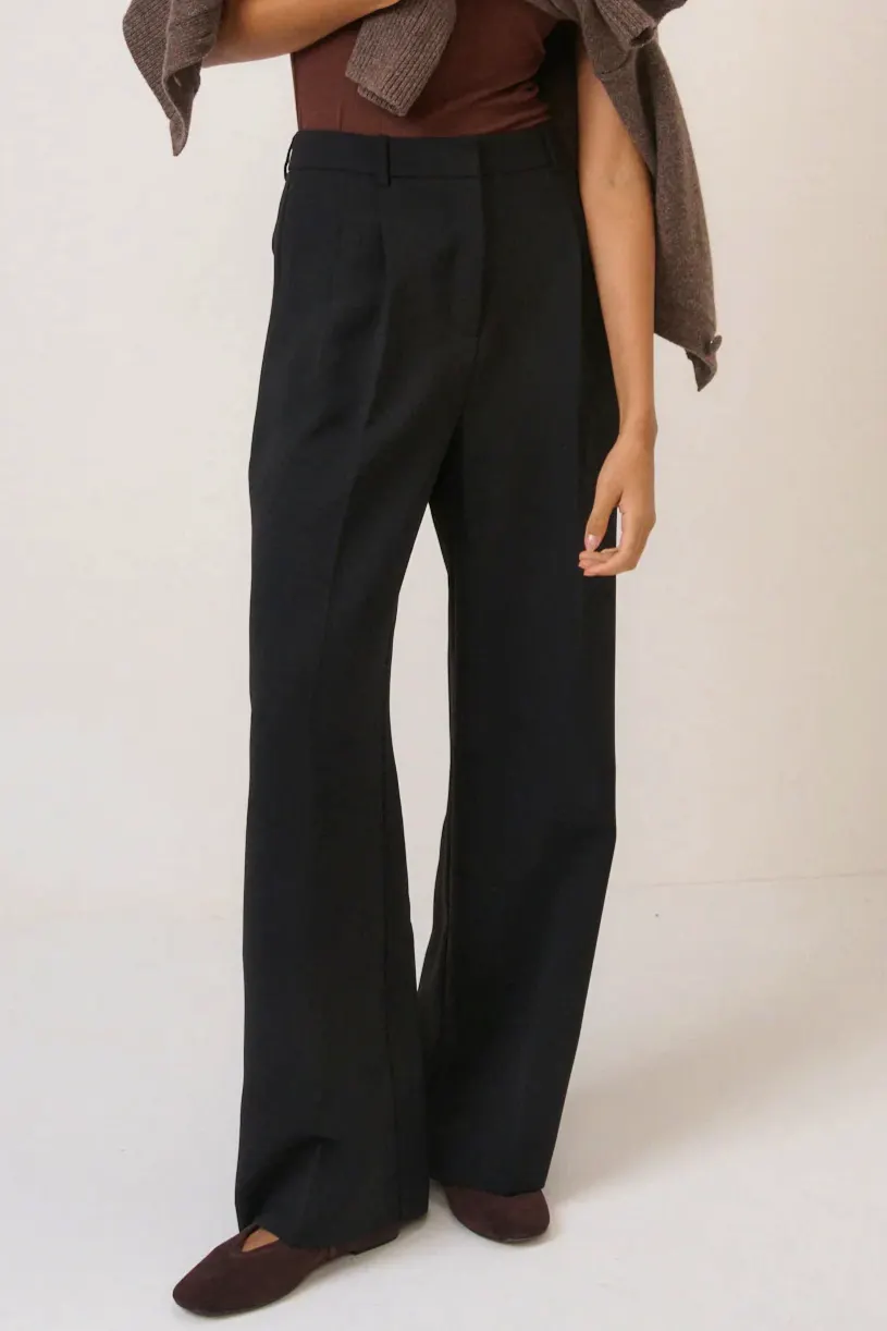 Nobody’s Child Black Wide Leg Jax Crepe Trousers, £71.20