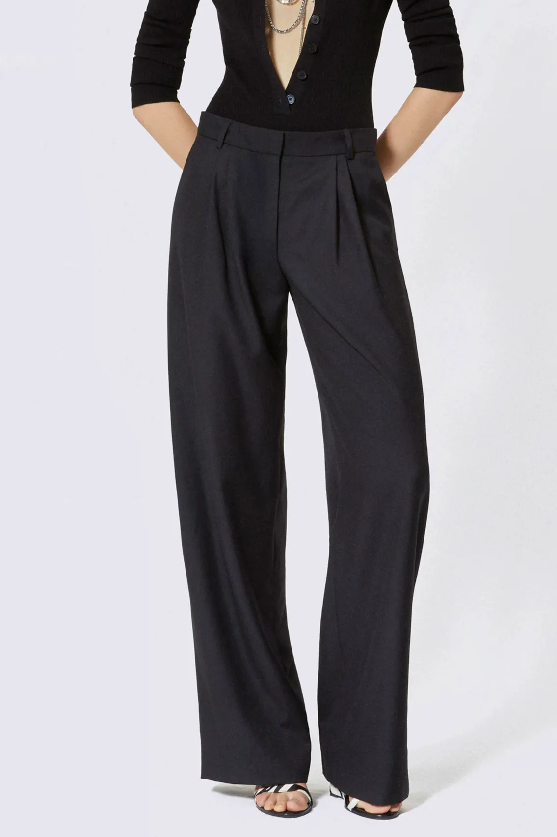The Kooples Black Wool Wide-Leg Pants, £132.50