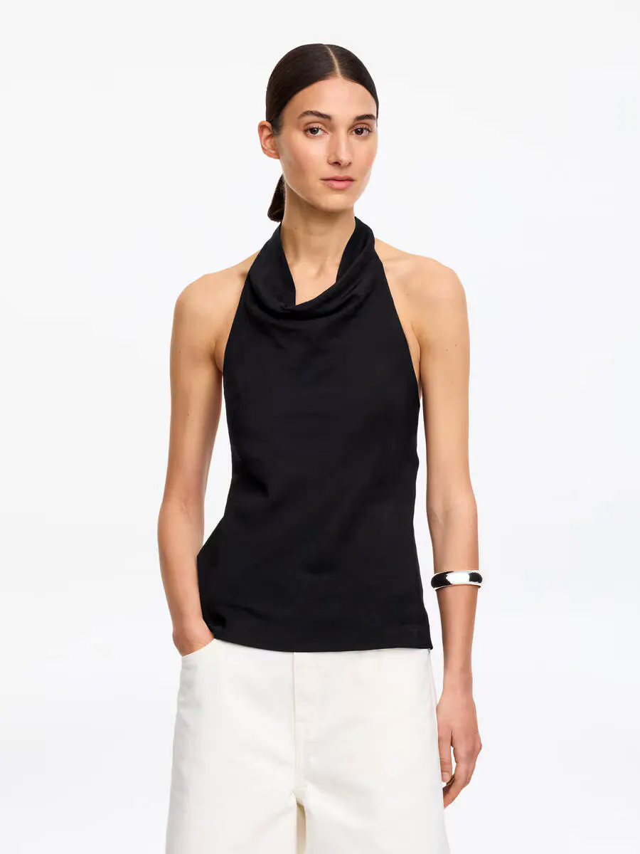 Linen Blend Halterneck Top