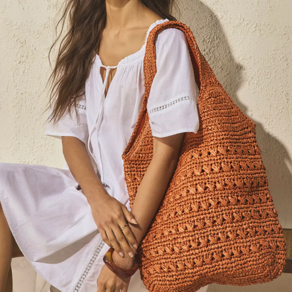 Next Burnt Orange Raffia Effect Shoulder Bag, £28