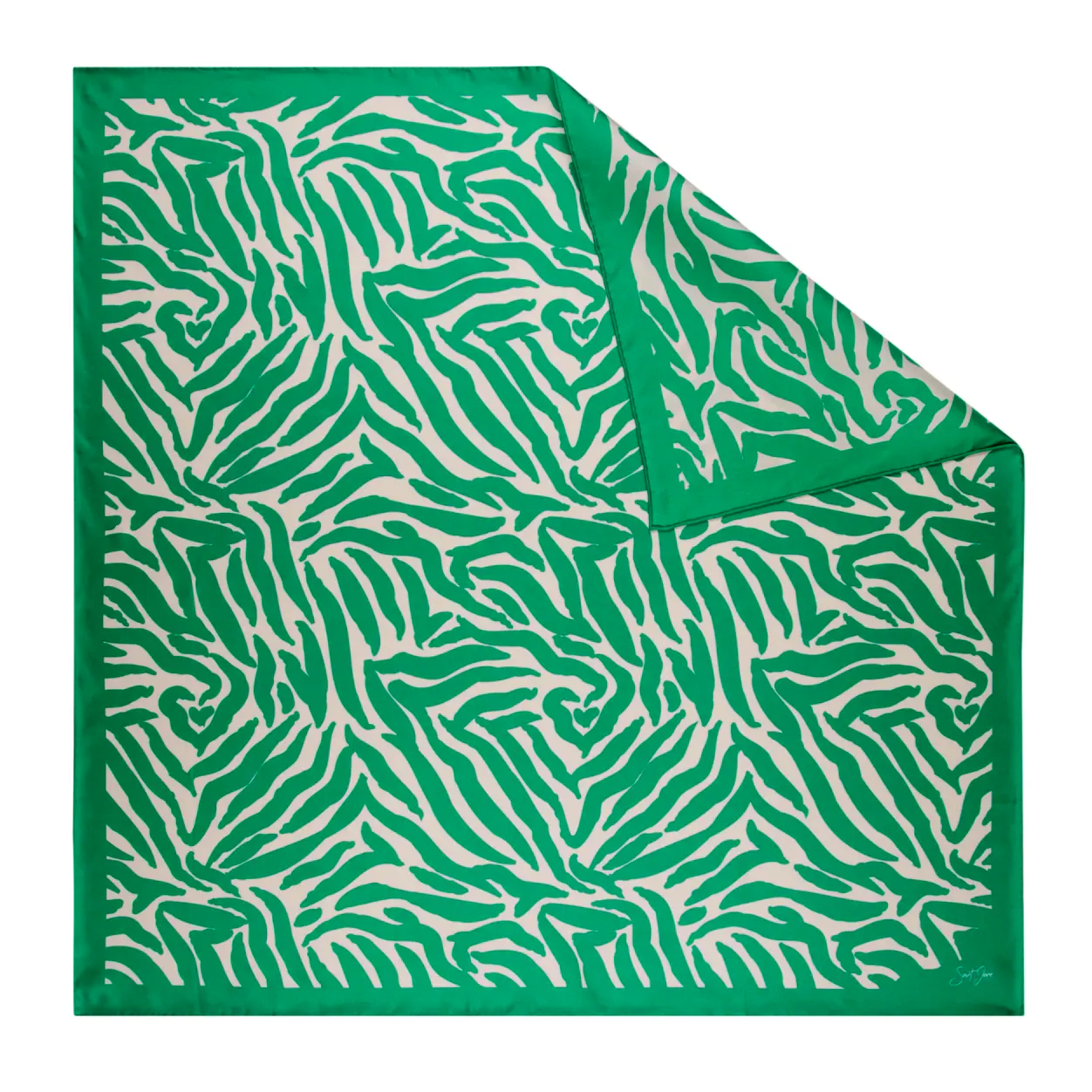 Saint Jane Zebra, Jungle Green Silk Twill Scarf, £140
