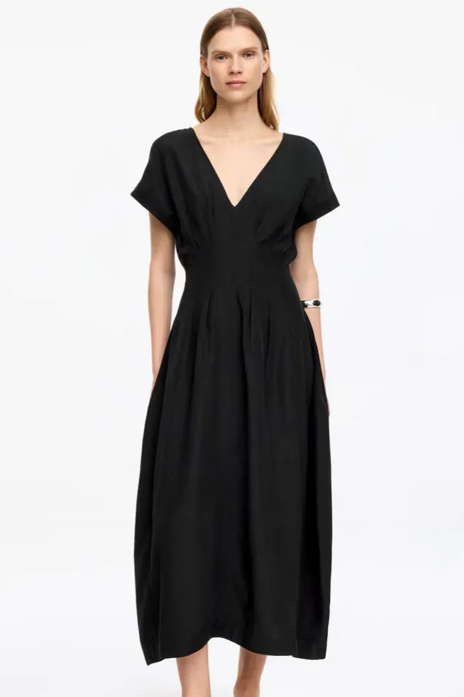 Pleated Waist V-Neck Dress £85