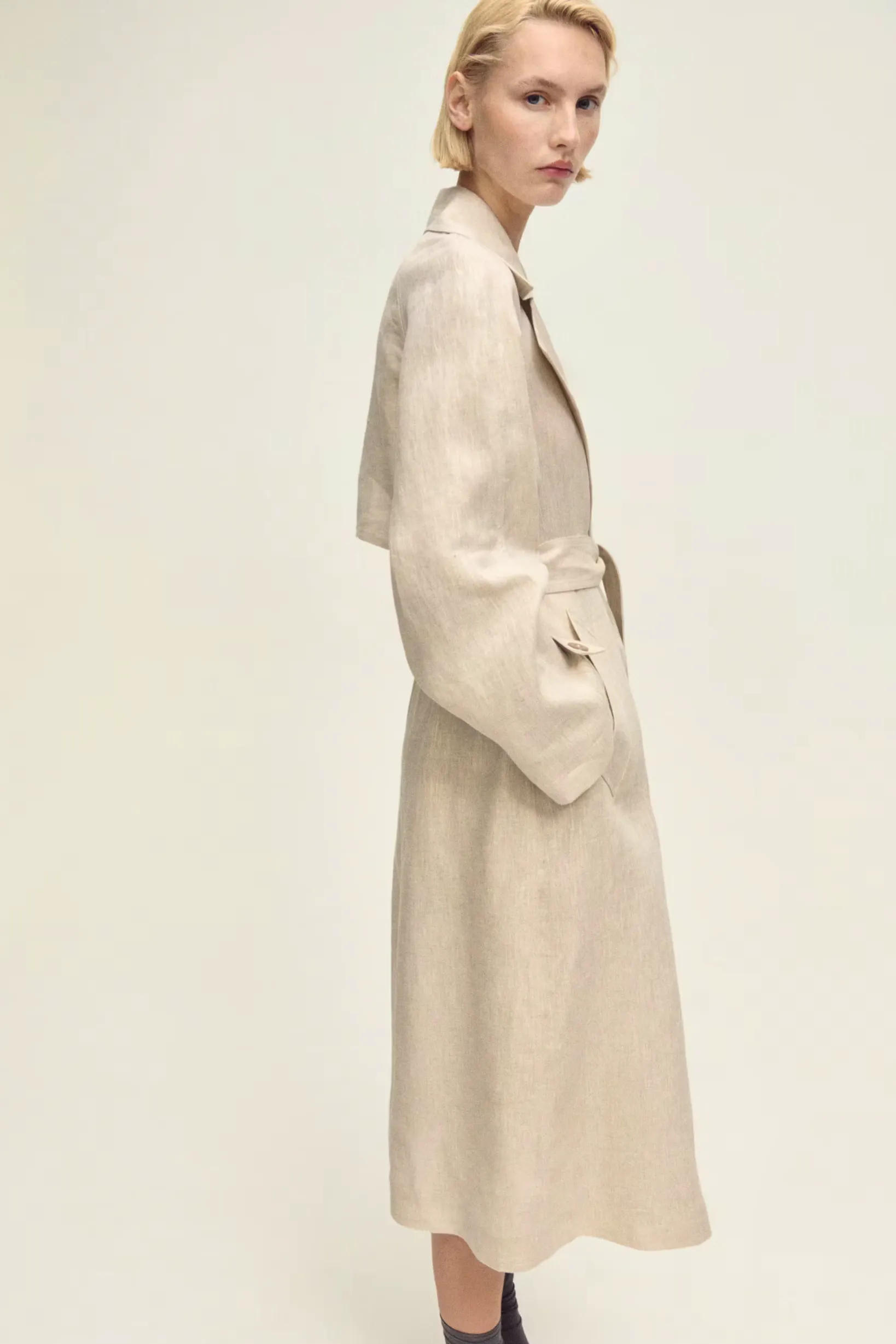 Linen Trench Coat With Pronounced Lapels £71.99