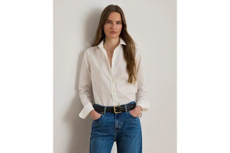 White Shirt Edit Ralph Lauren Easy Care Stretch Cottong Shirt Petite