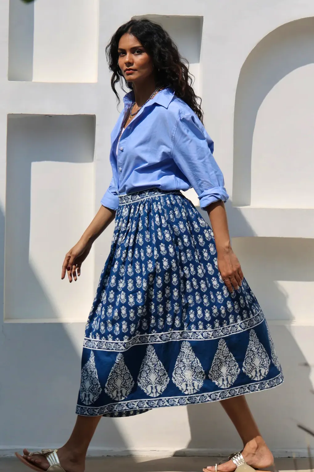 Dilli Grey Suri Border Skirt, £129