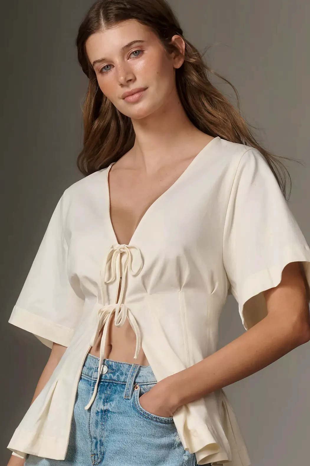 Anthropologie By Anthropologie Waisted Tie-Front Top, £39