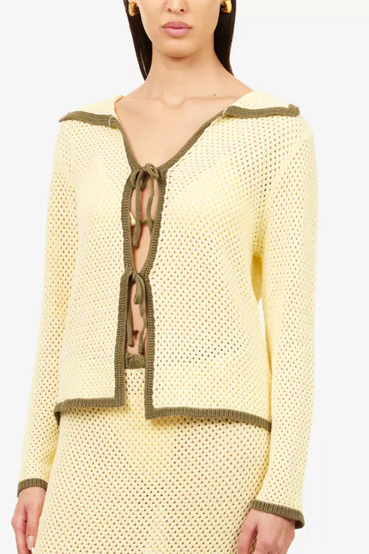Hyphen Contrast-Trim Crochet-Knit Cotton-Blend Top, £69