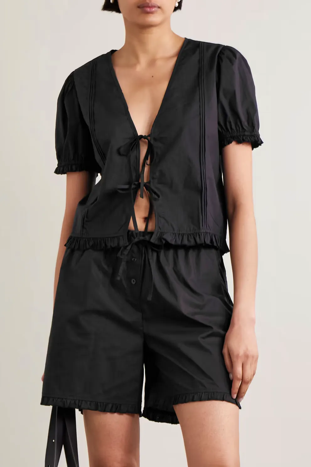 Deiji Studio Pintuck Tie-Detailed Organic Cotton-Poplin Top, £135