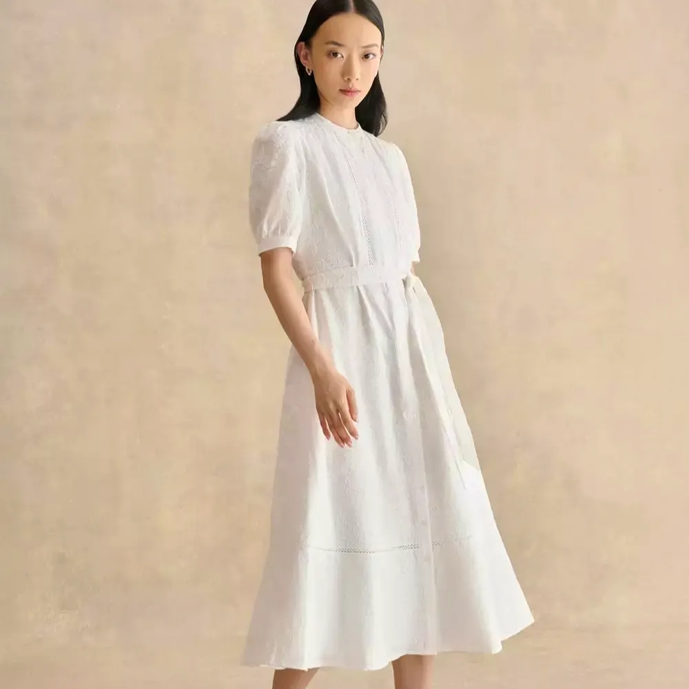 Hobbs Amani Cotton Embroidery Dress, £179