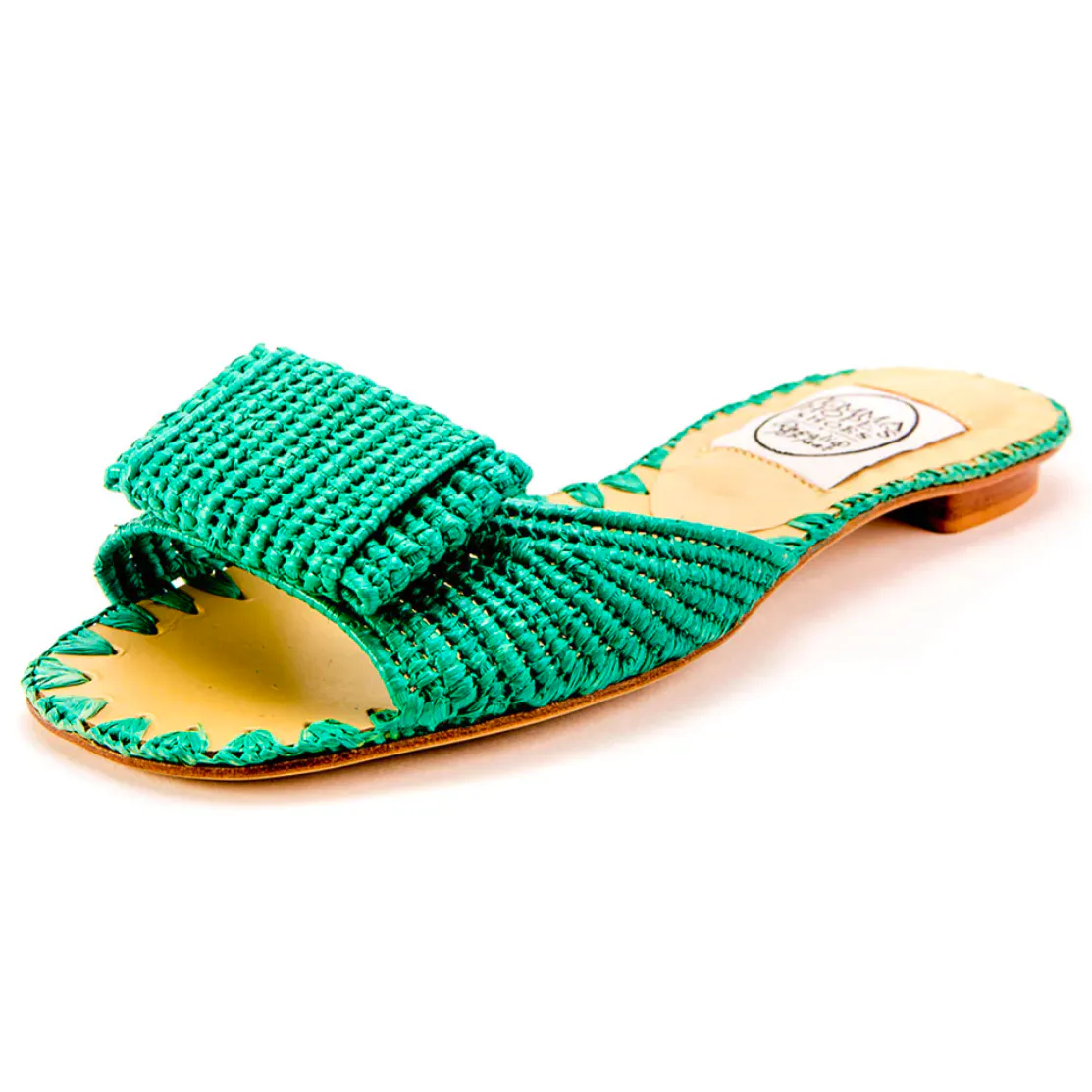 Emma Hope Raffia Open Flat Bow Mule-Jade, £259