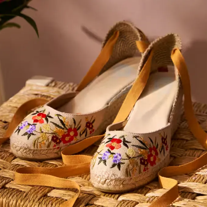 Brora Lace Up Embroidered Espadrilles, £149