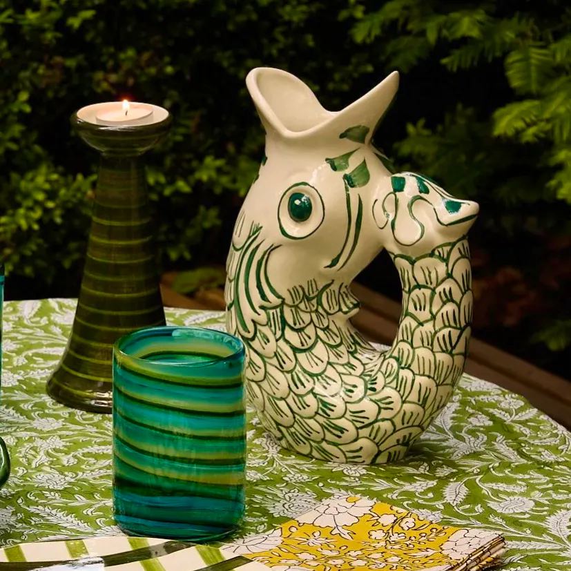Villa Bologna Pottery Green Glug Glug Jug, £72