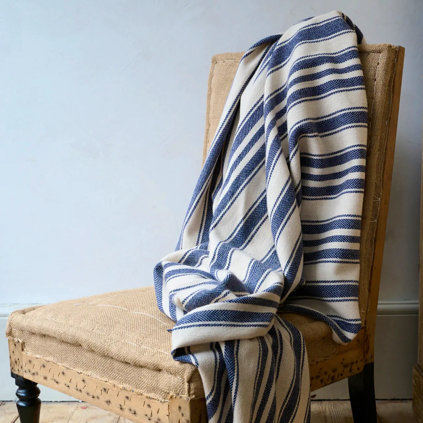 Freight Indigo Striped Supersoft Lambswool Blanket, £140