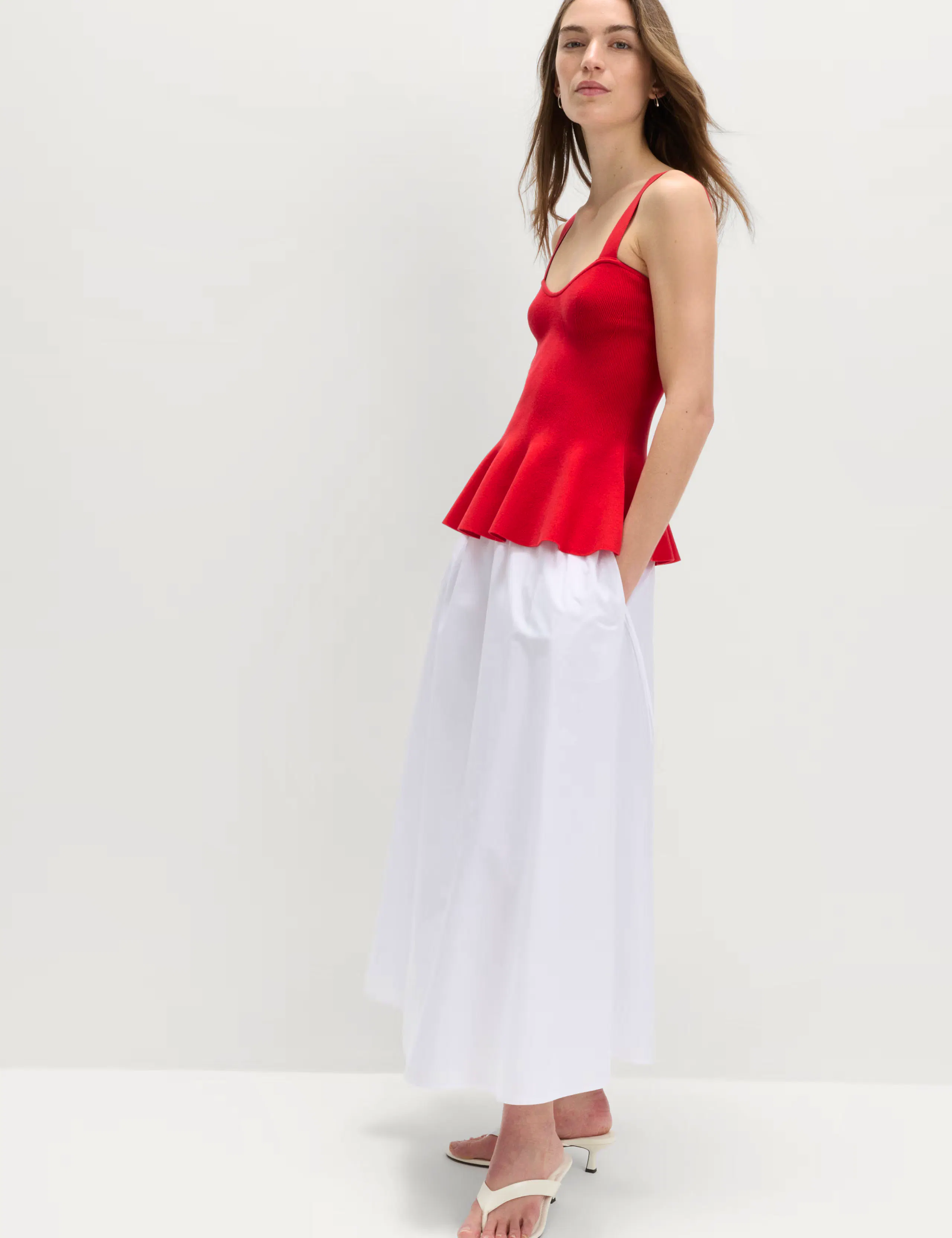M&s Ribbed Sweetheart Peplum Knitted Vest