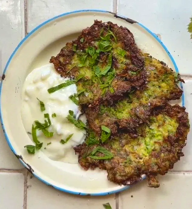 Courgette Fritters With Mint, Lemon And Tzatziki 