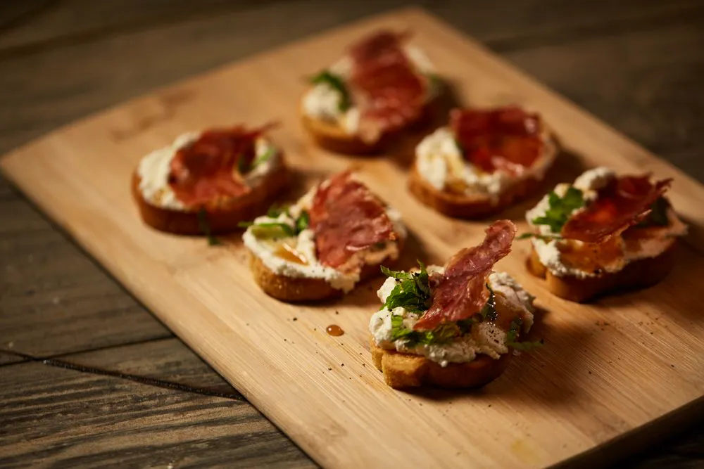 Bruschetta With Ricotta And Crispy Prosciutto Di Parma 