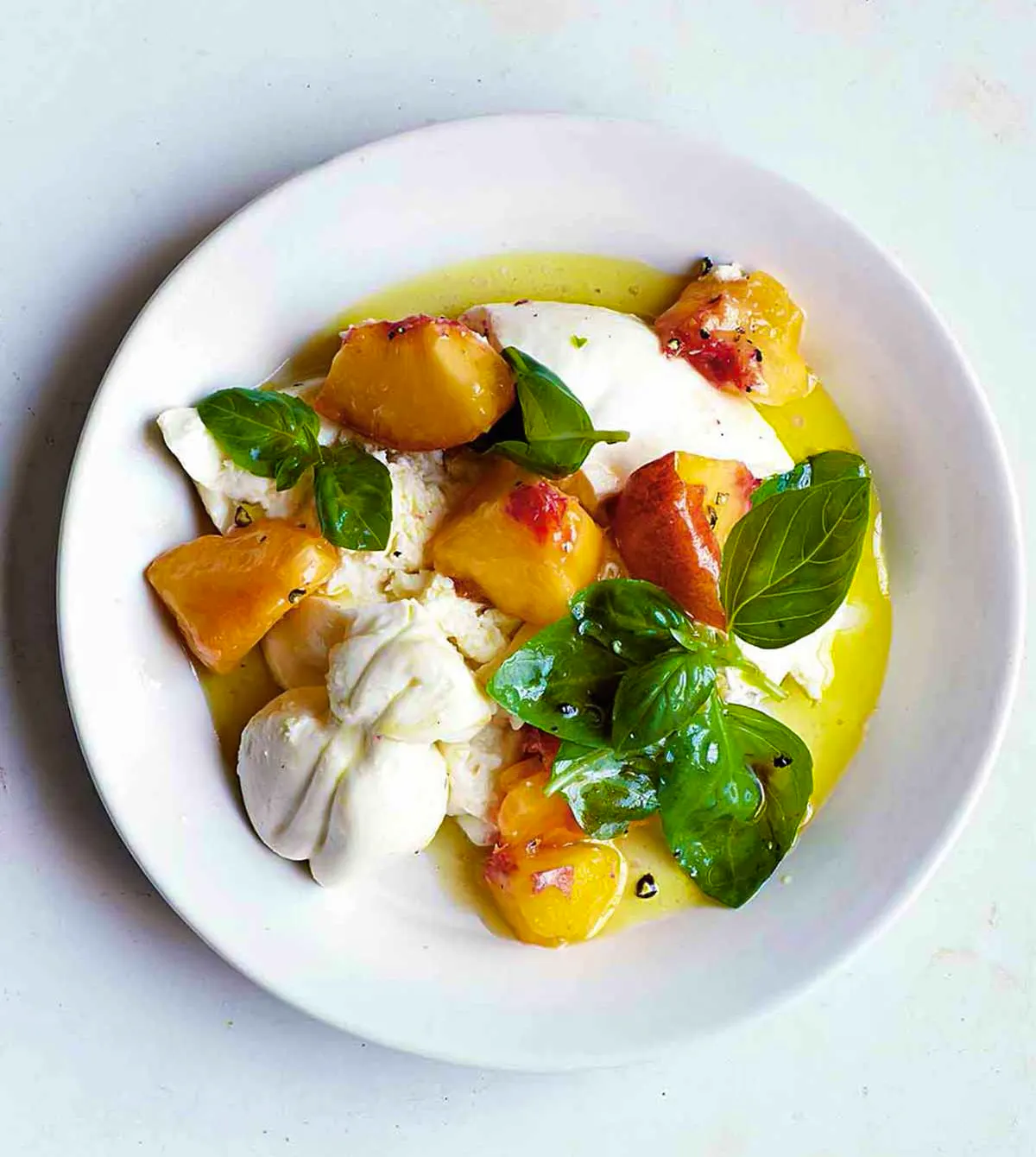 Peach, Burrata, And Basil Salad
