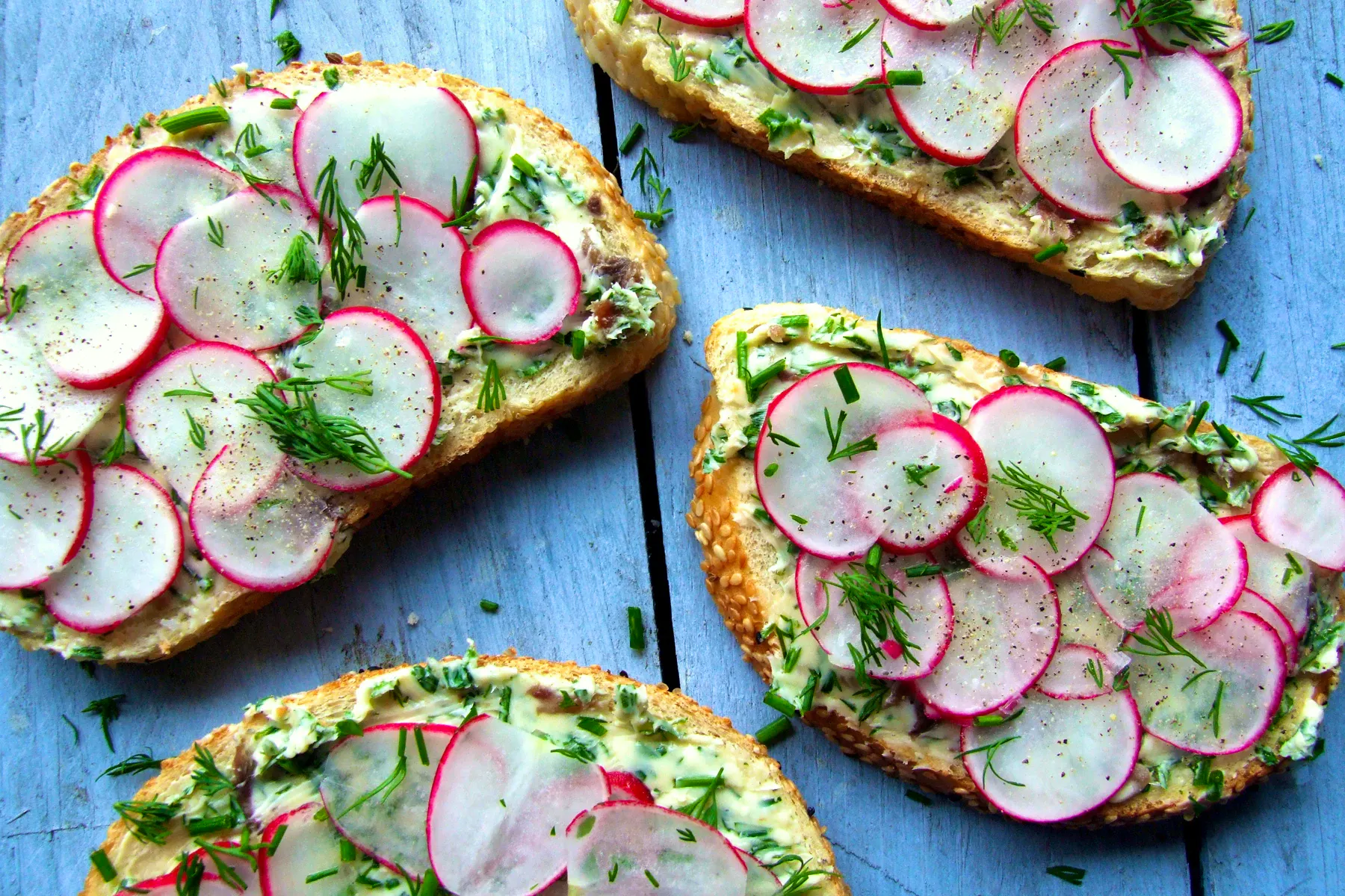 Radish Sandwiches With Anchovy And Herb Butter