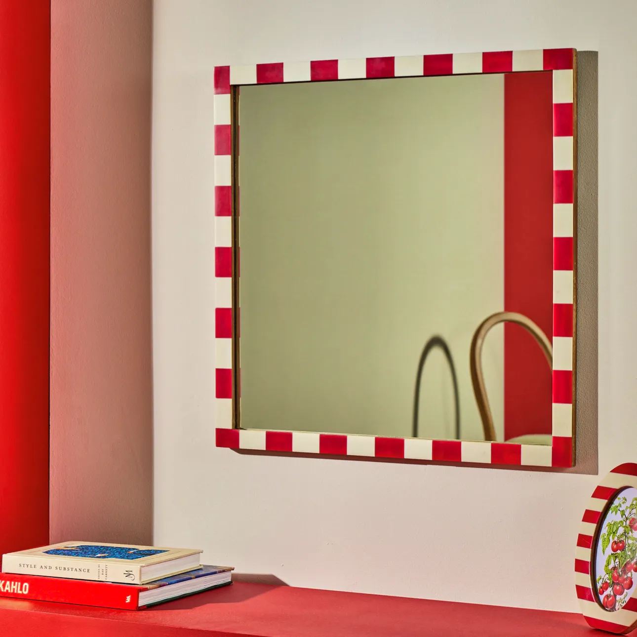 Habitat Striped Red Resin Square Wall Mirror £35
