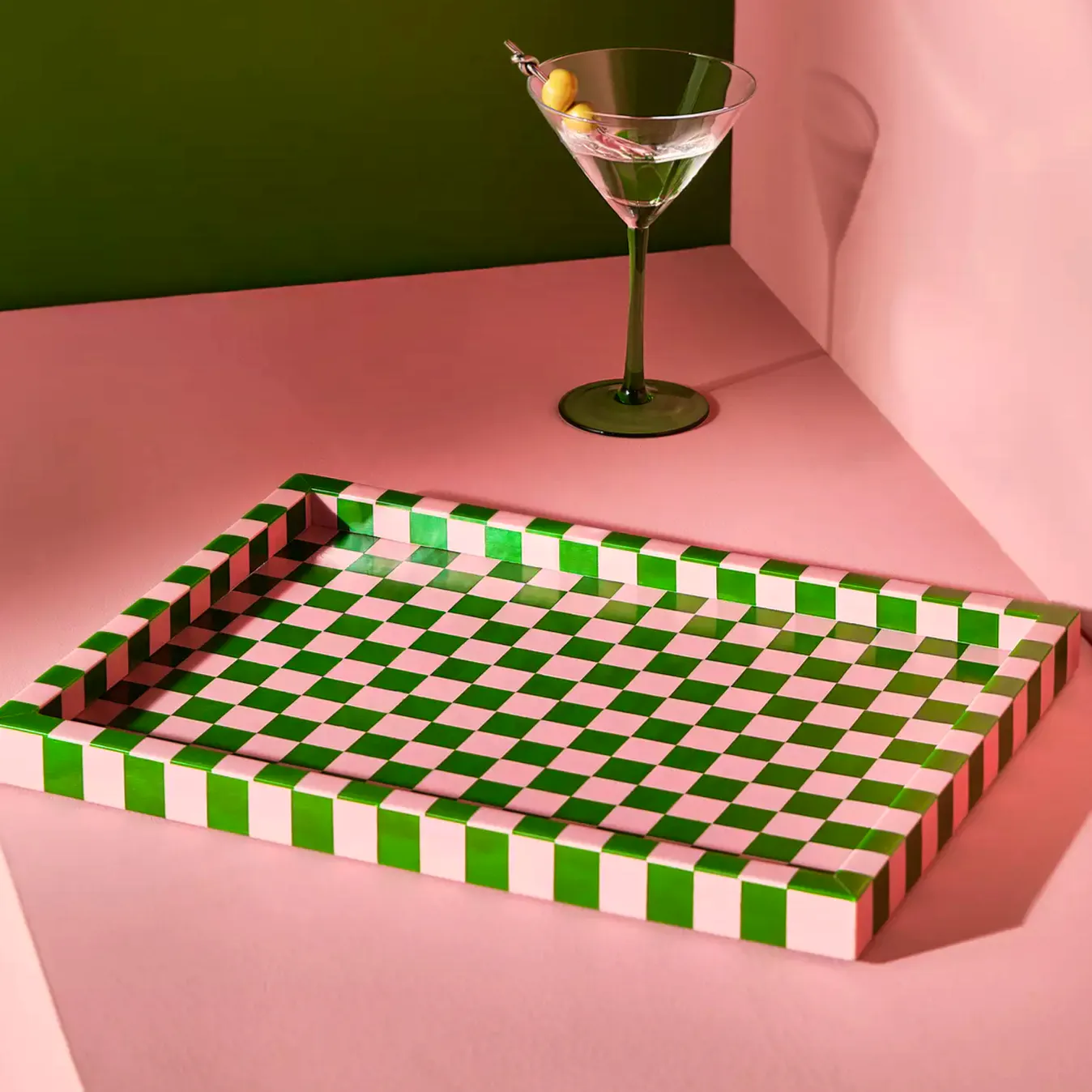 Habitat Checkered Resin Pink & Green Coffee Table Tray, £18