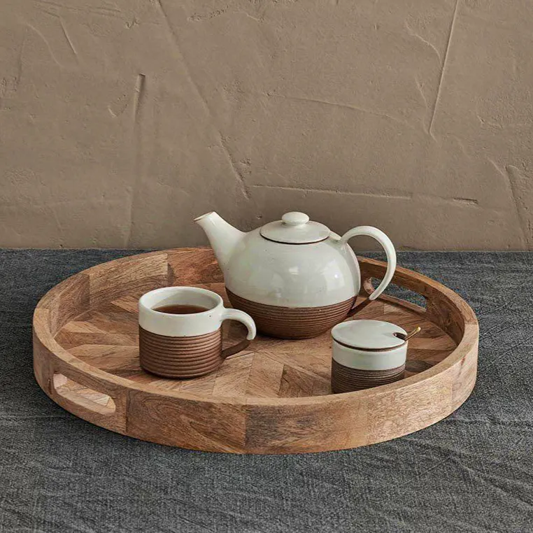 Nkuku Pawi Mango Wood Tray Round, £80