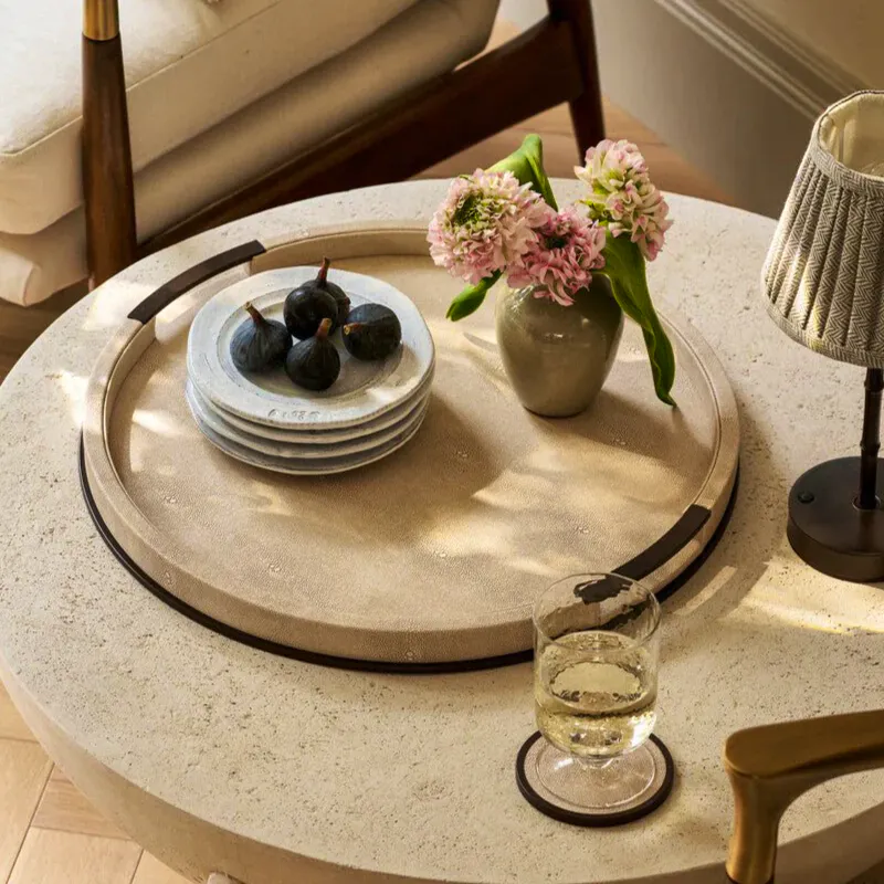 Addison Ross Large Round Ecru Shagreen Tray, £230