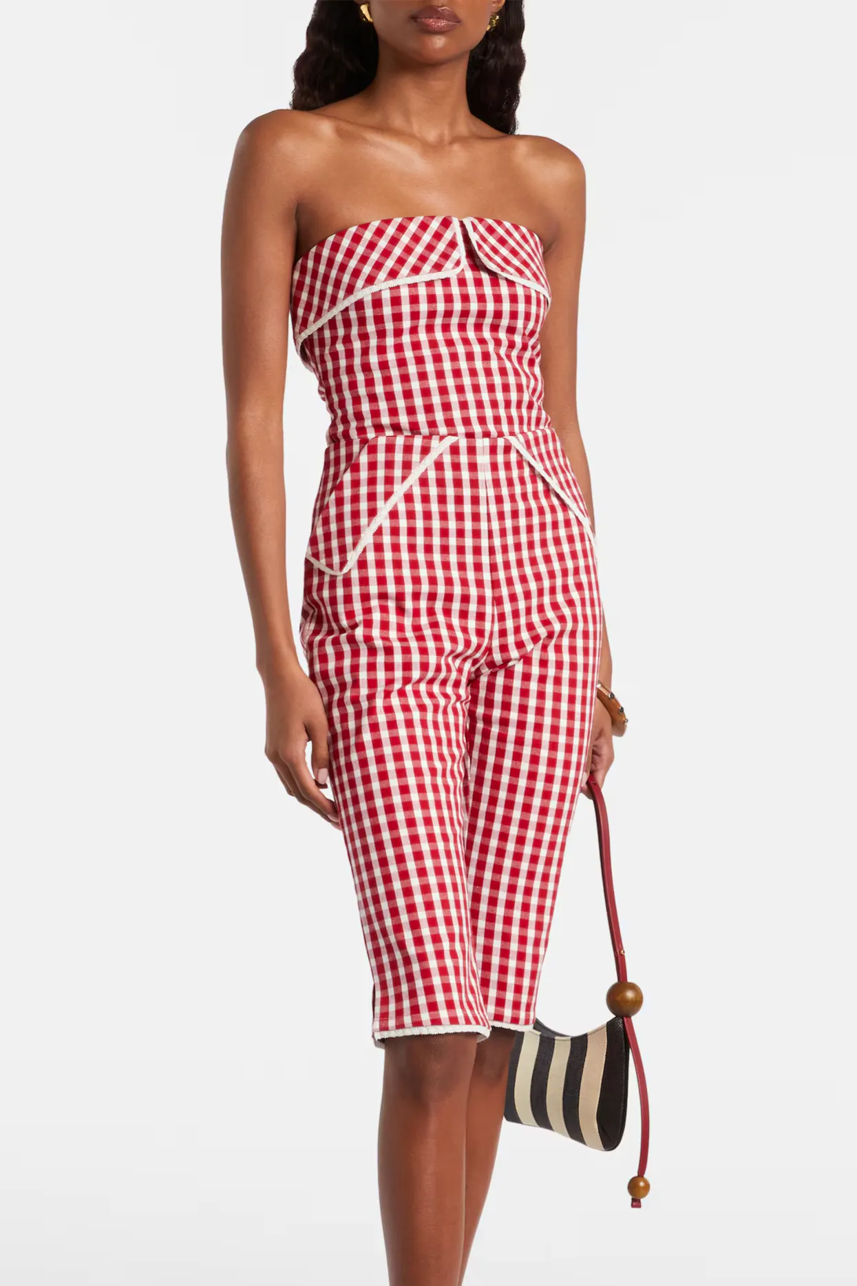Posse Ebony Gingham Lace-Trimmed Cotton-Blend Capri Pants, £275