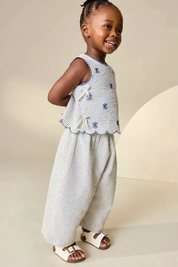 Next Blue Stripe Blouse and Trousers Set, £22 – £26