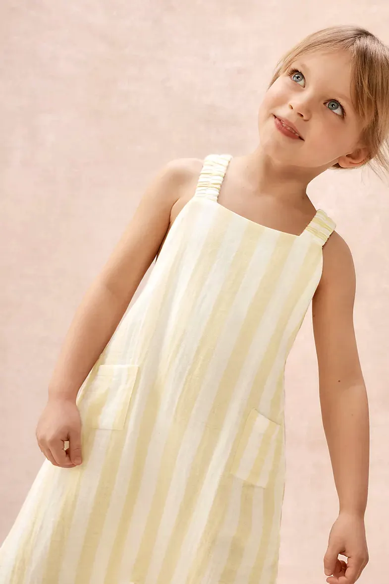 The White Company Organic Crinkle Cotton Stripe Dungarees, £34