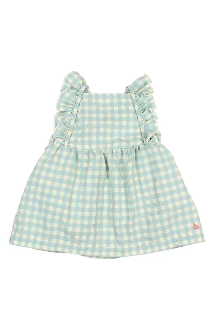 Smallable Gingham Ruffle Seersucker Organic Cotton Romper Dress, £56