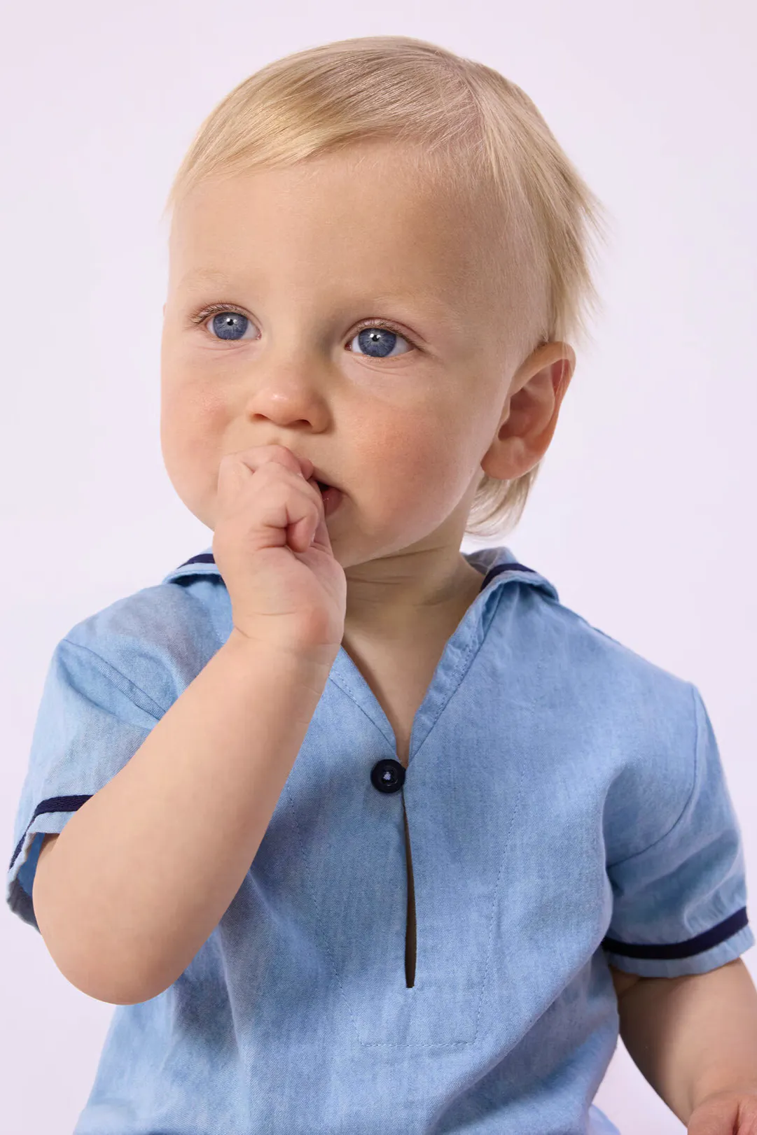 Petit Bateau Chambray Set with Sailor Collar, £39
