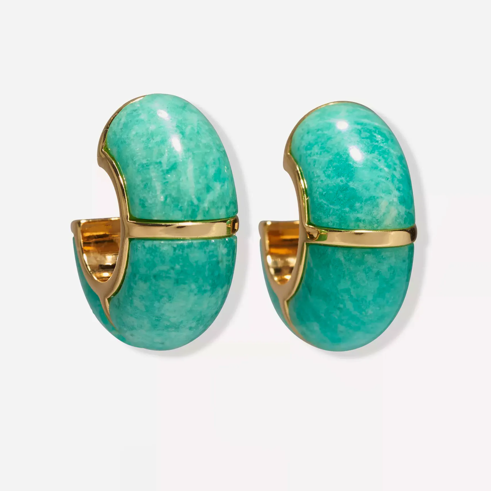 Lizze Fortunato Gold-Plated Zellige Amazonite Hoop Earrings, £270