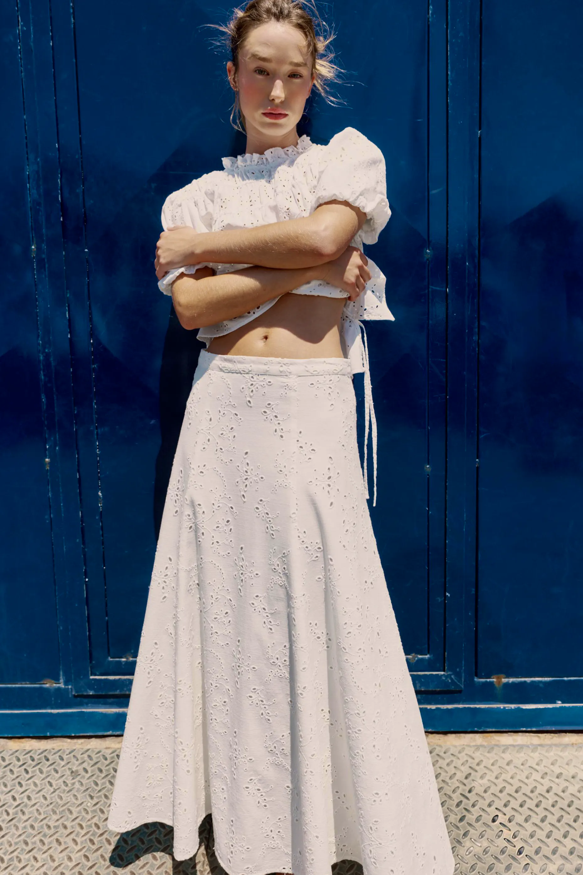 Zara Cutwork Embroidered Midi Skirt, £46