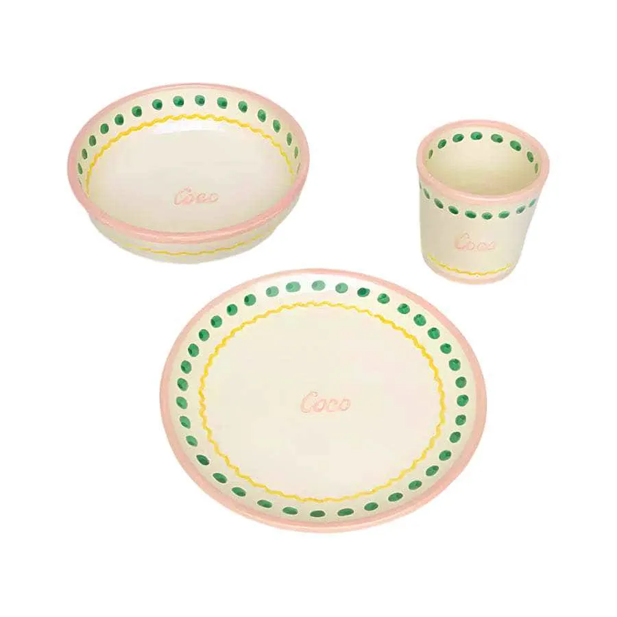 Maison Flaneur Personalised Kids Ceramic Set Pink