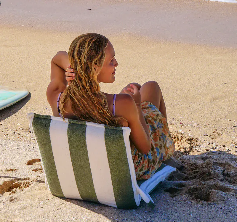 Sunnylife Terry Travel Lounger - The Vacay Olive Stripe, £90