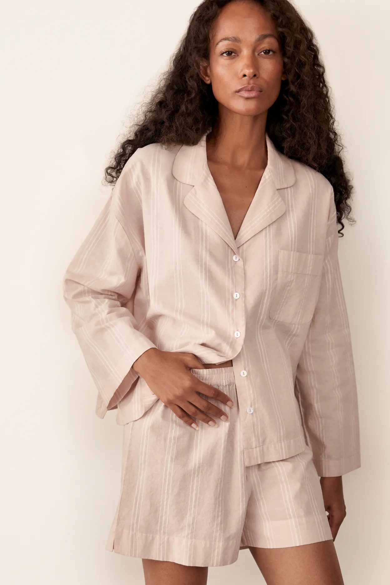 The White Company Organic Cotton Textured Stripe Pyjama Shirt, £31.50
