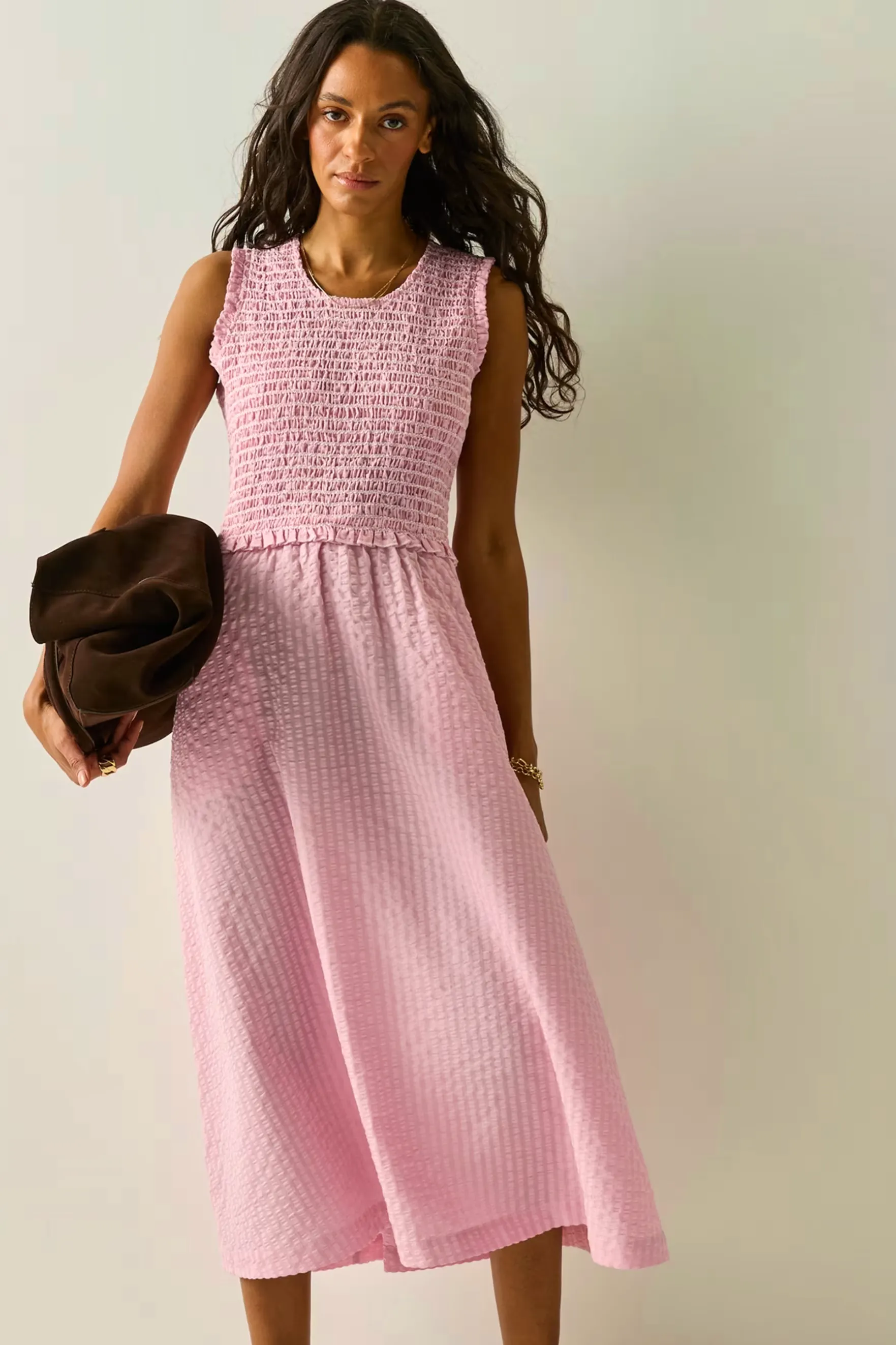 M&S Poloma Round Neck Midi Shirred Dress, £42
