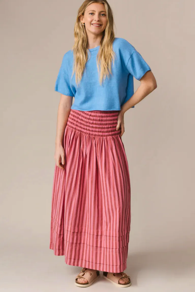 Clary & Peg Finch Skirt Pink Stripe, £175