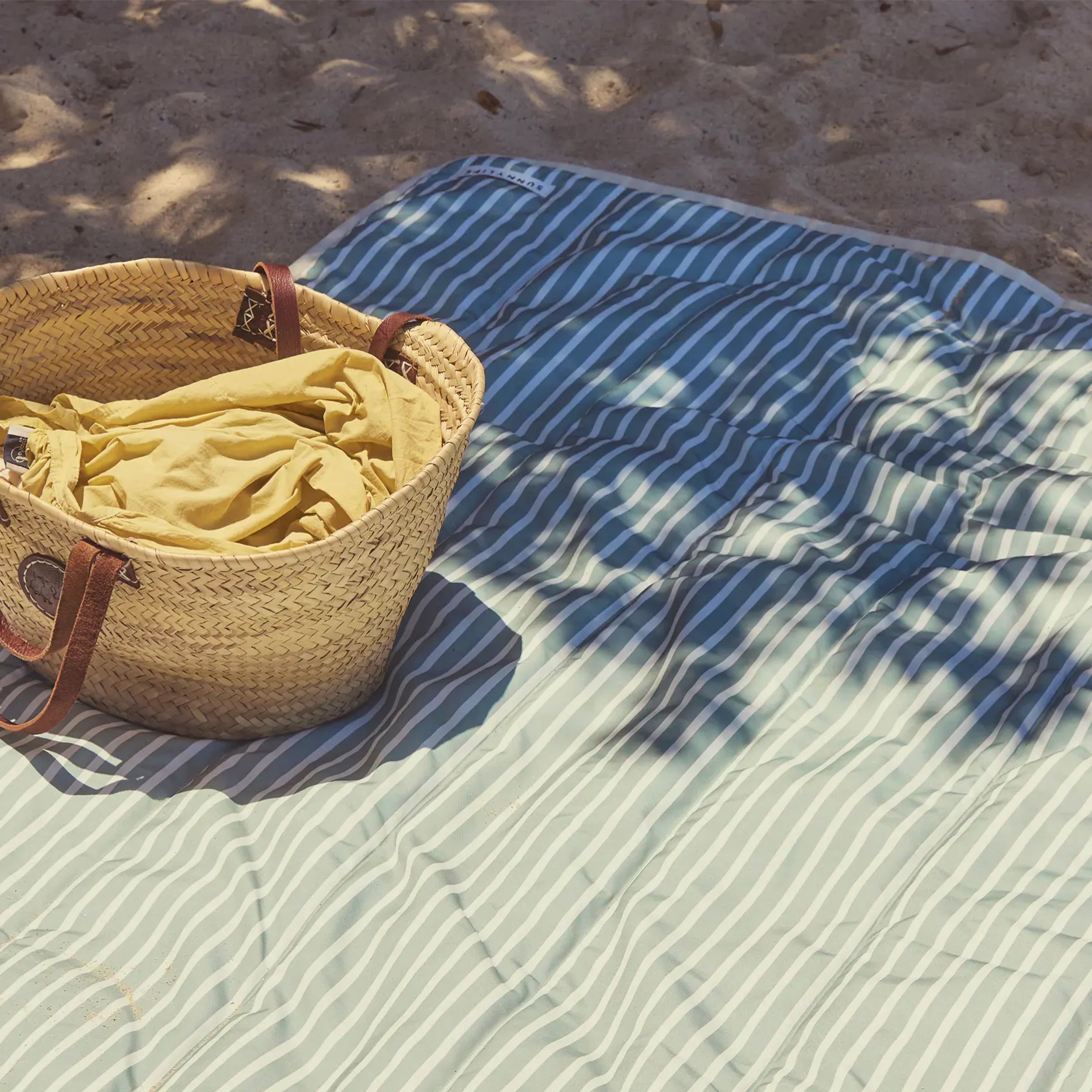 Sunny Life Beach Blanket - Seagrass Stripe, £90