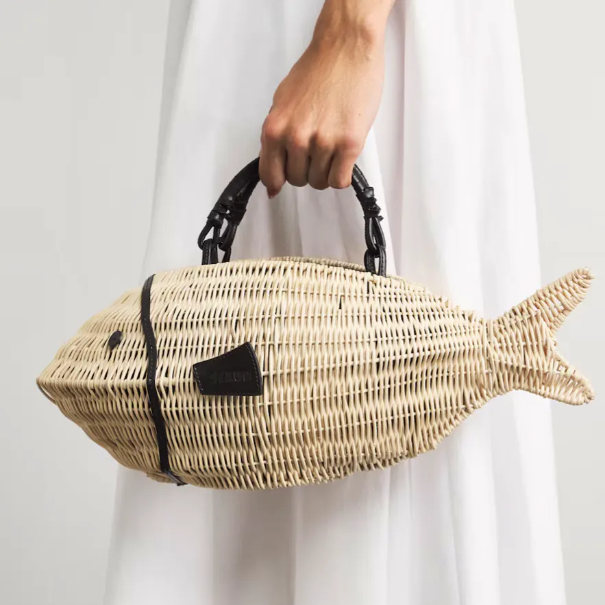Staud Wicker Cleo Fish Top Handle Bag, £350