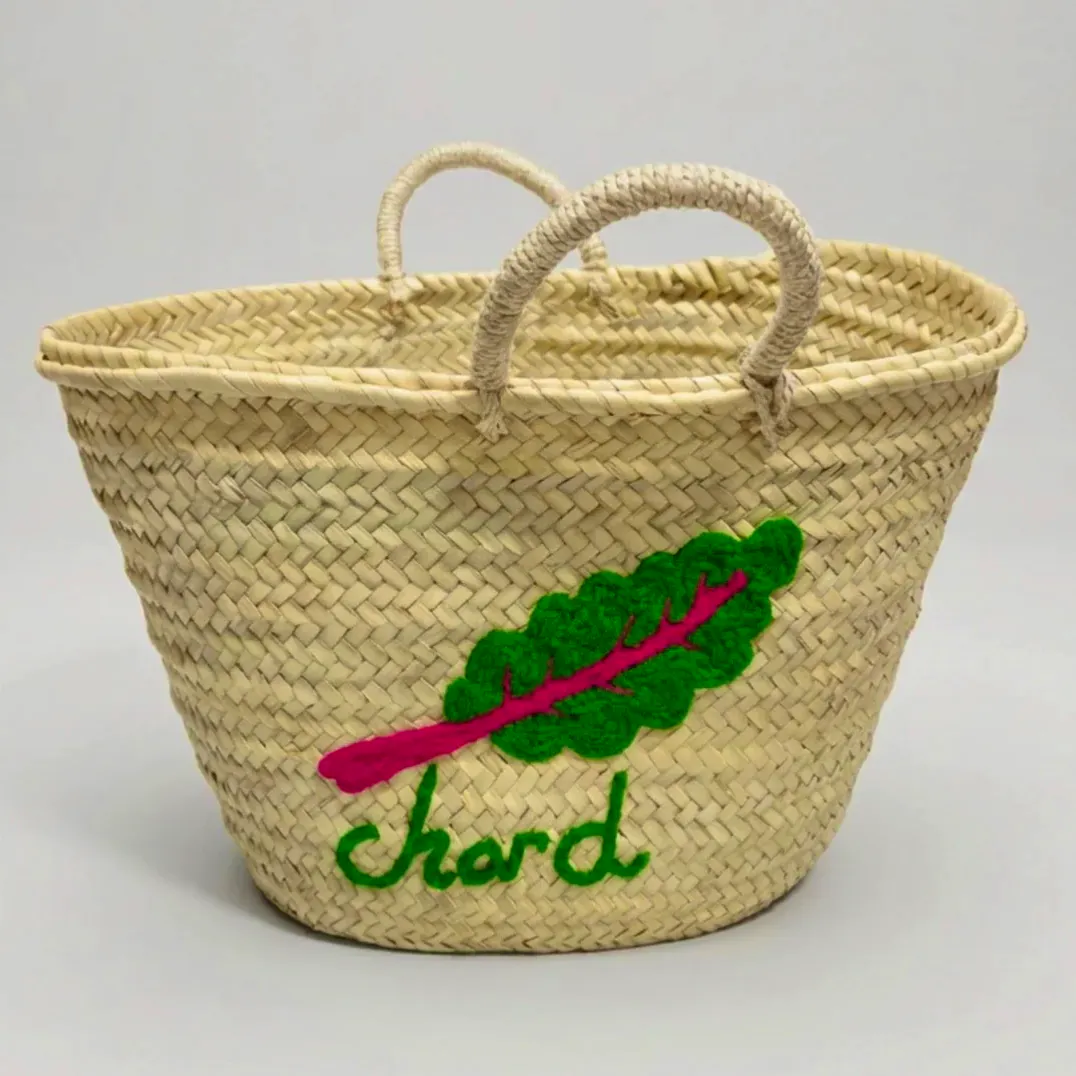 Domenica Marland Embroidered Straw Basket, £180