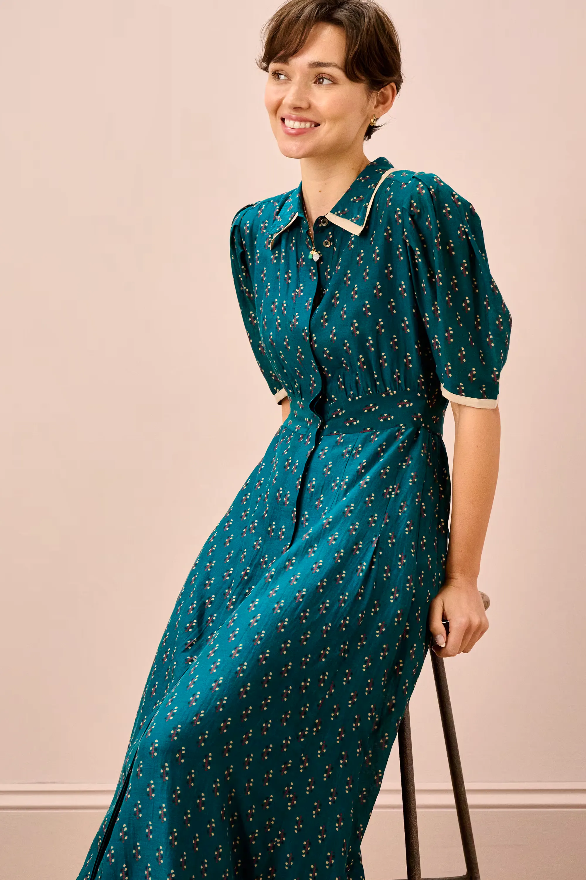 Brora Silk Cotton Motif Print Shirt Dress, £159 (Was £275)