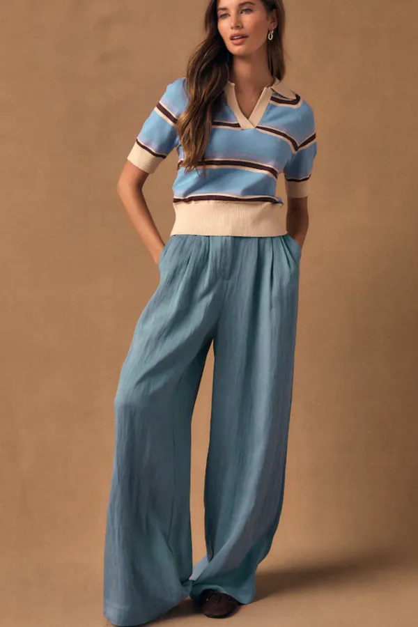 Next Light Blue Superwide Pleated Trousers, £13 (Was £36)