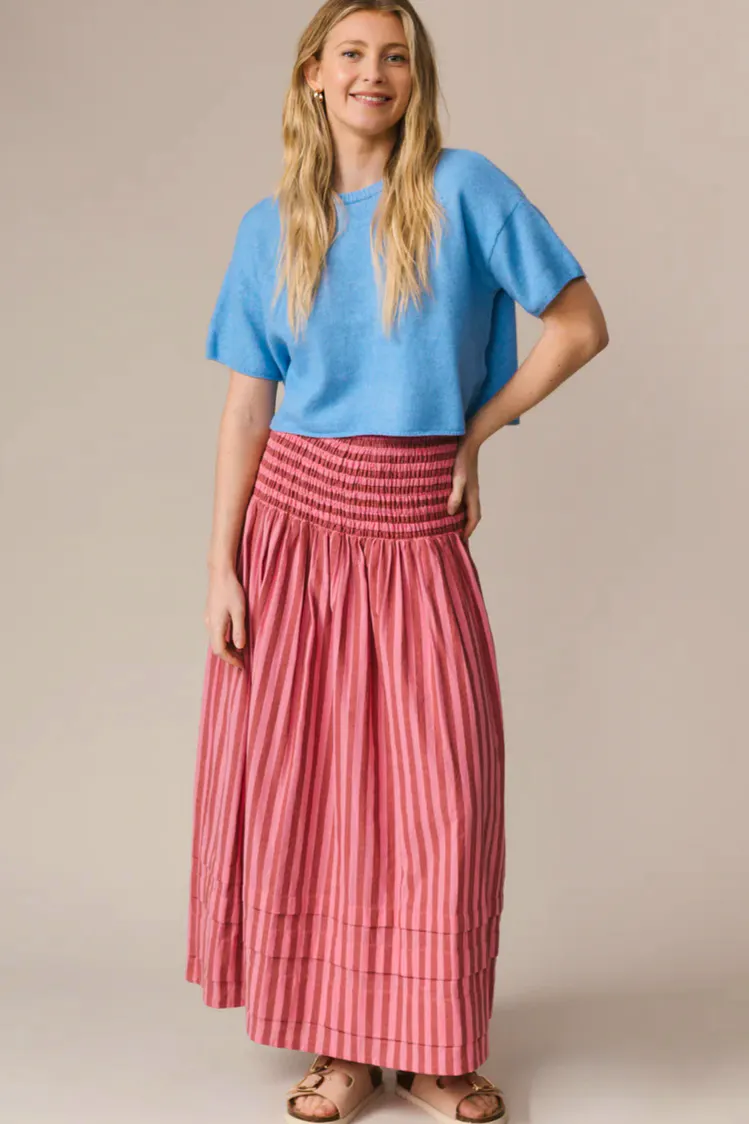 Clary & Peg Finch Skirt Pink Stripe, £140 (Was£175)