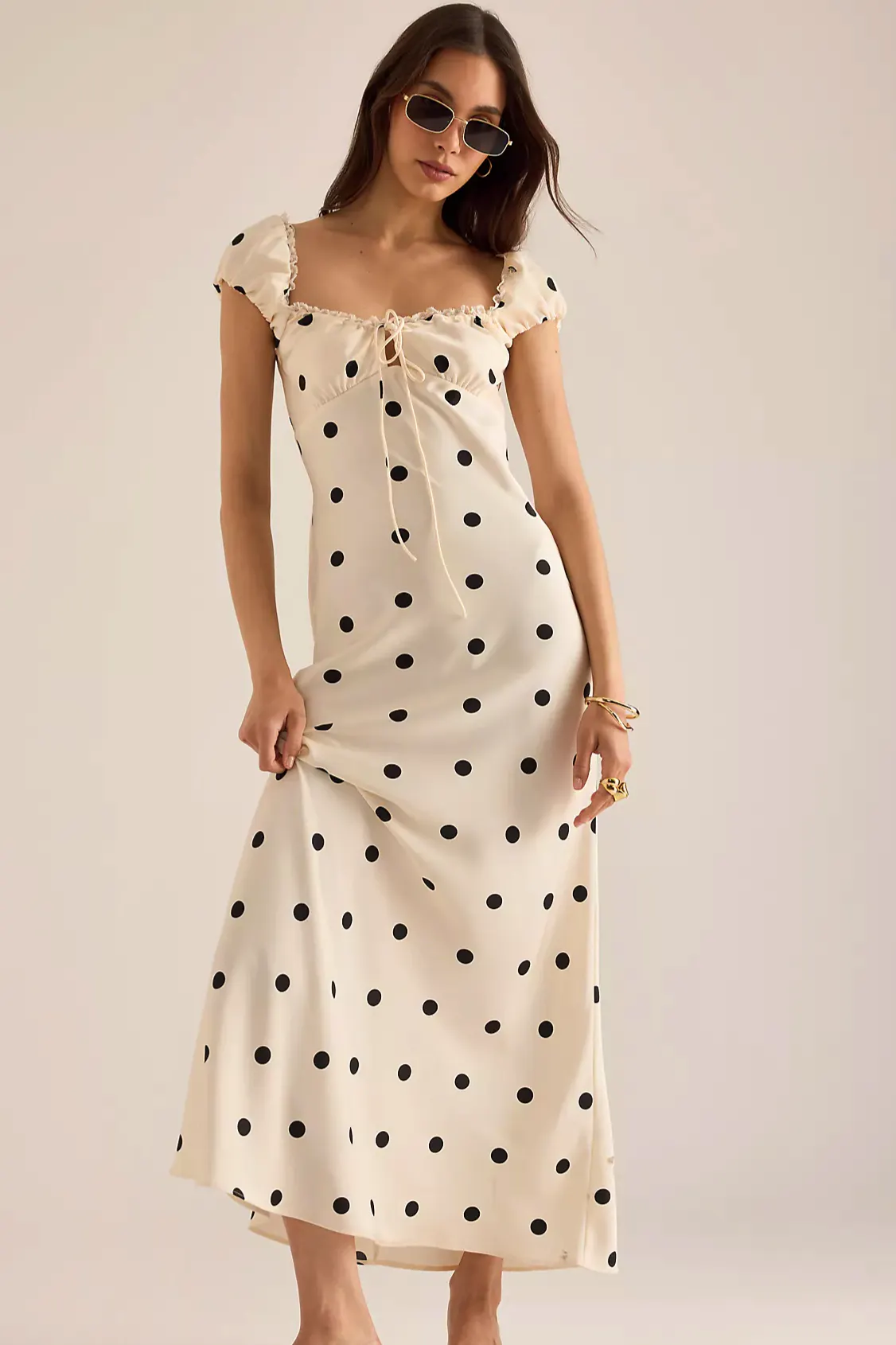 Anthropologie Bardot Stasia Polka Dot Satin Maxi Slip Dress, £139