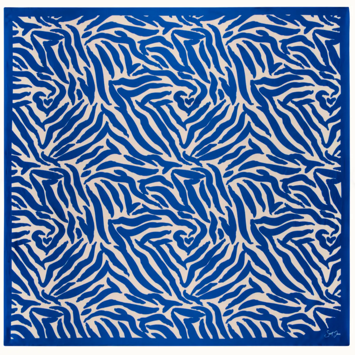 Saint Jane Zebra, Cobalt & White Silk Twill Scarf, £265