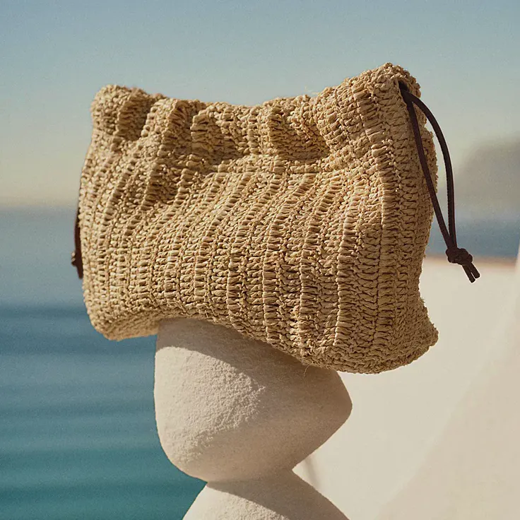 The White Company Raffia Crossbody Drawstring Bag, £42