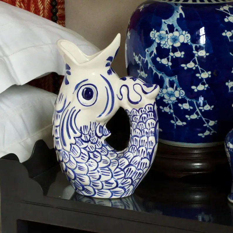 Villa Bologna Pottery Navy Blue Glug Glug Jug, £72