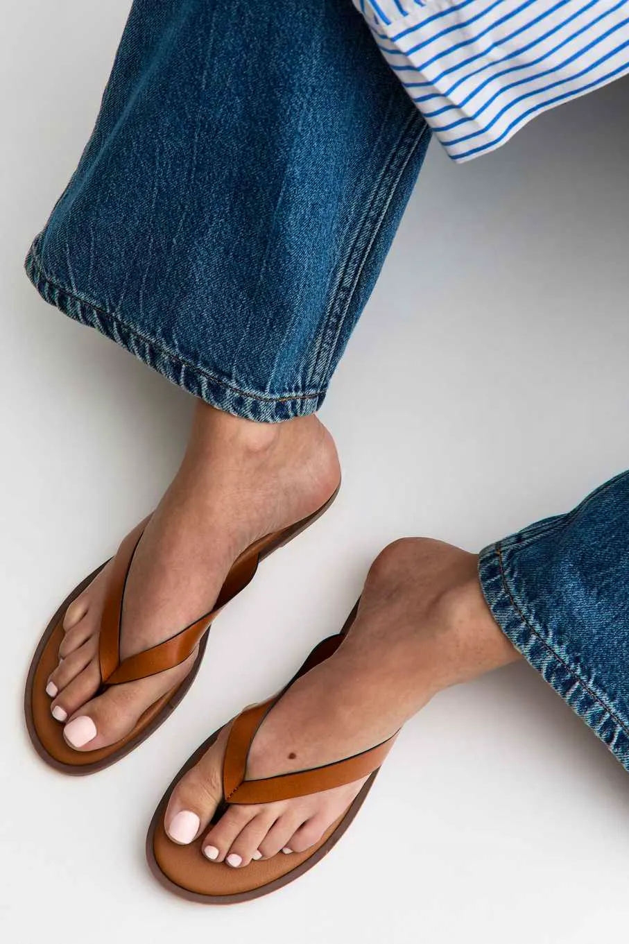 New Look Tan Faux Leather Toe Post Sandals, £12.99